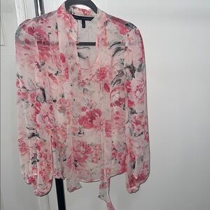 White House Black Market Pink Floral Blouse